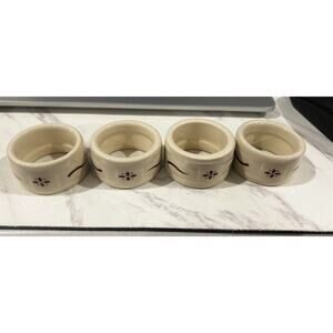 Longaberger USA Pottery Napkin Rings set of 4 Traditional Red Valentines Day